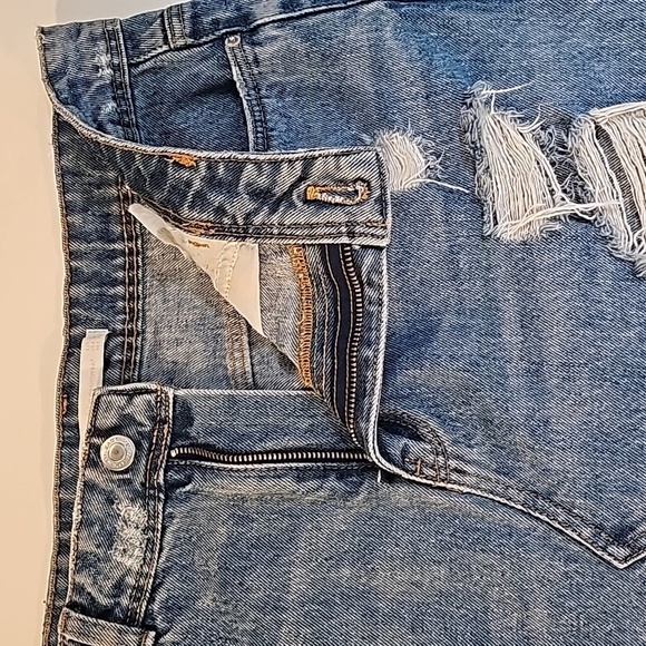 Zara Skirt Trafaluc Denim Blue Jean Distressed Ripped Mini Medium Wash Zipper M - Picture 8 of 10